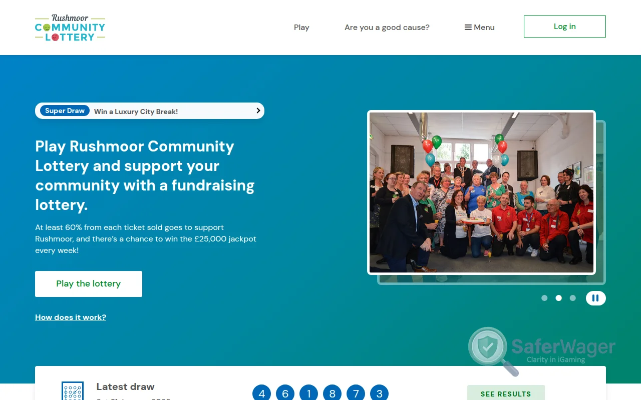 Screenshot of Rushmoor Lottery website