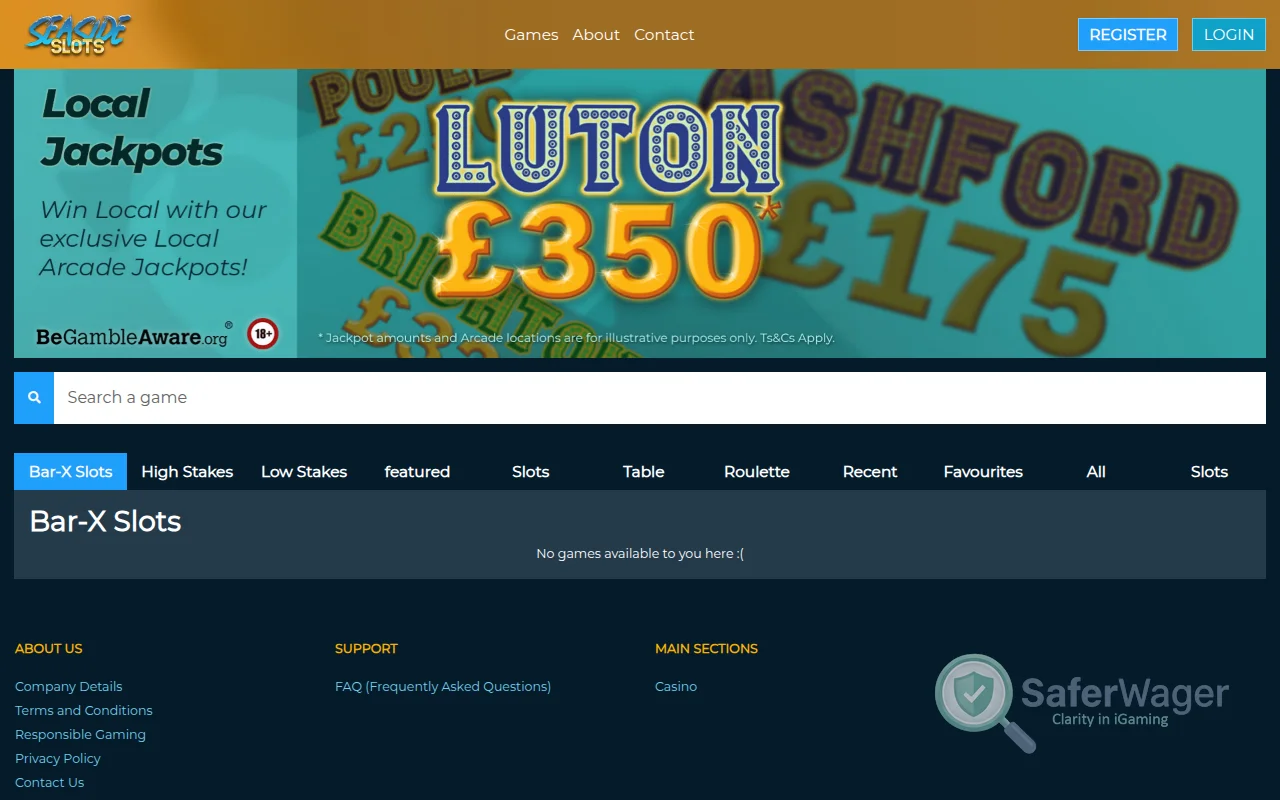 Screenshot of Seaside Slots website