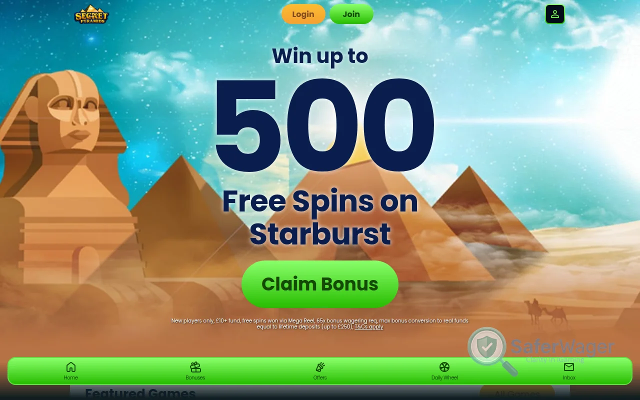 Screenshot of Secret Pyramids website