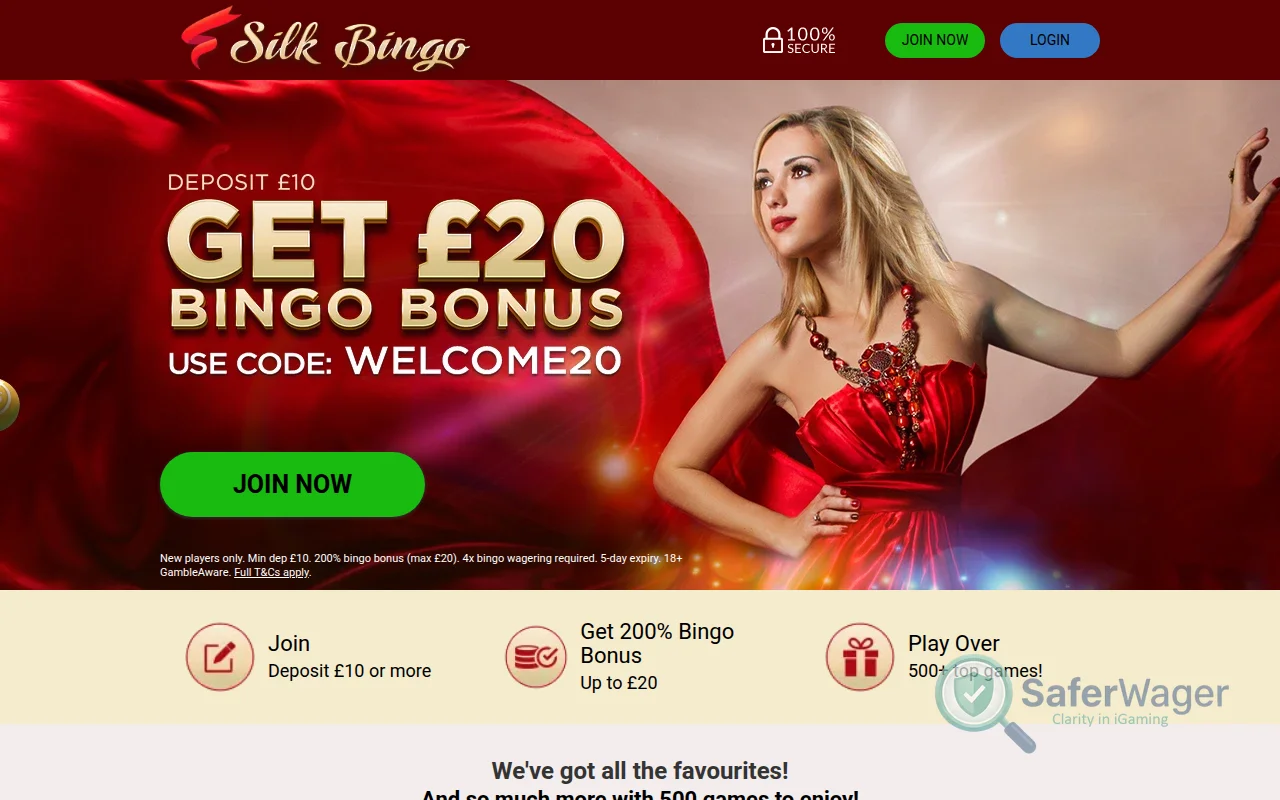 Screenshot of Silk Bingo website