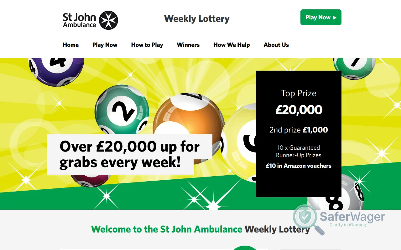 Screenshot of SJA Weekly Lottery website