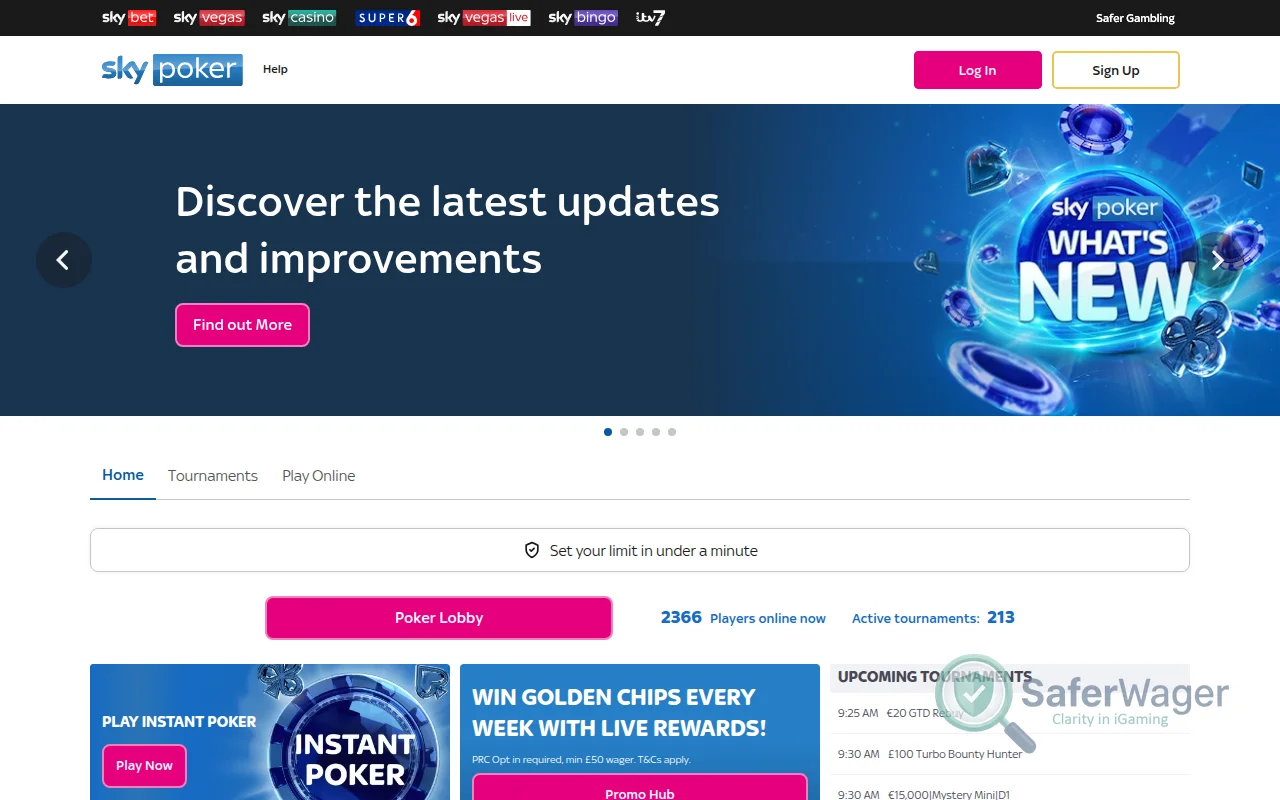 Screenshot of Sky Poker website