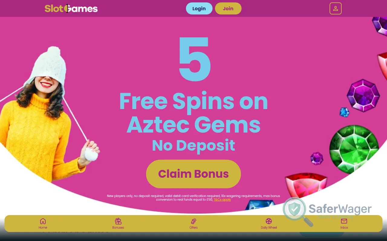 Screenshot of Slot Games website