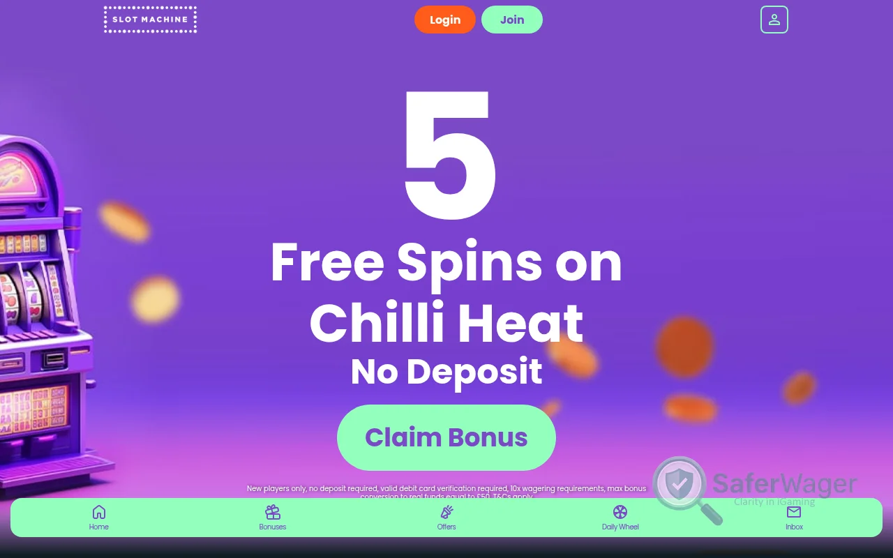 Screenshot of Slot Machine website