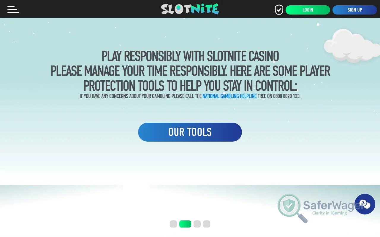 Screenshot of Slotnite Casino website
