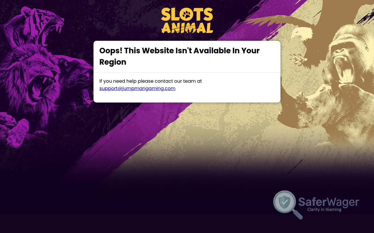 Screenshot of Slots Animal website