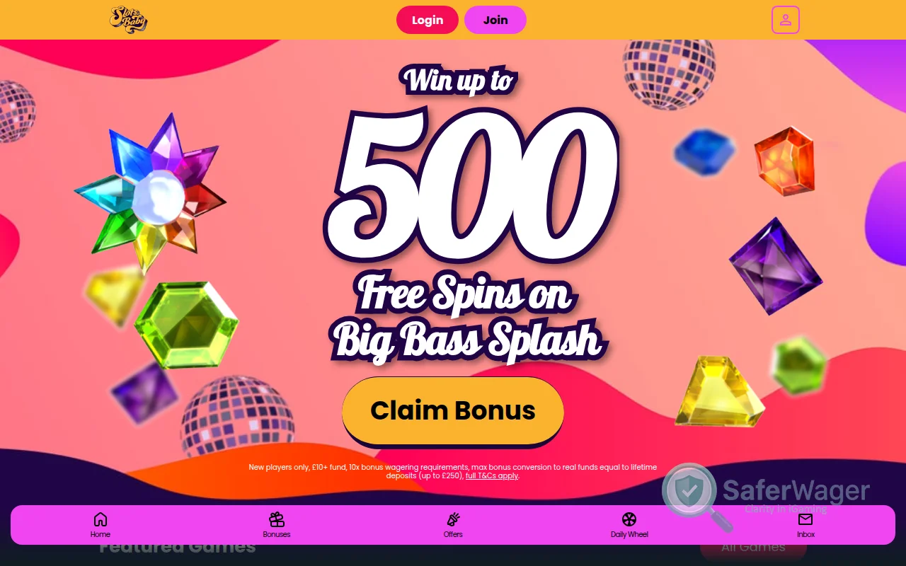 Screenshot of Slots Baby website