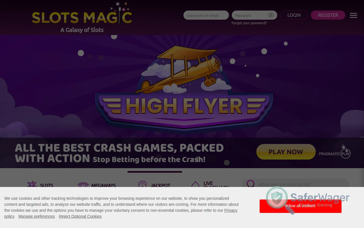 Screenshot of Slots Magic website