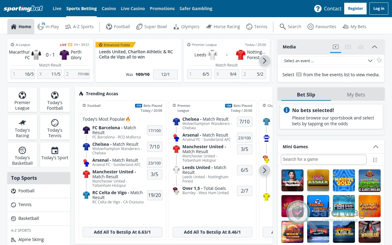 Screenshot of Sportingbet website