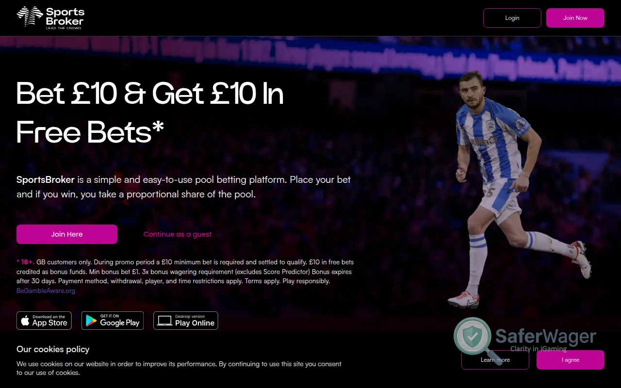 Screenshot of SportsBroker website