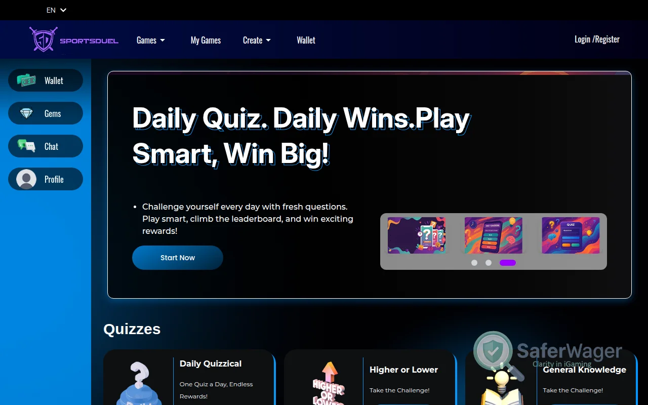 Screenshot of Sportsduel website