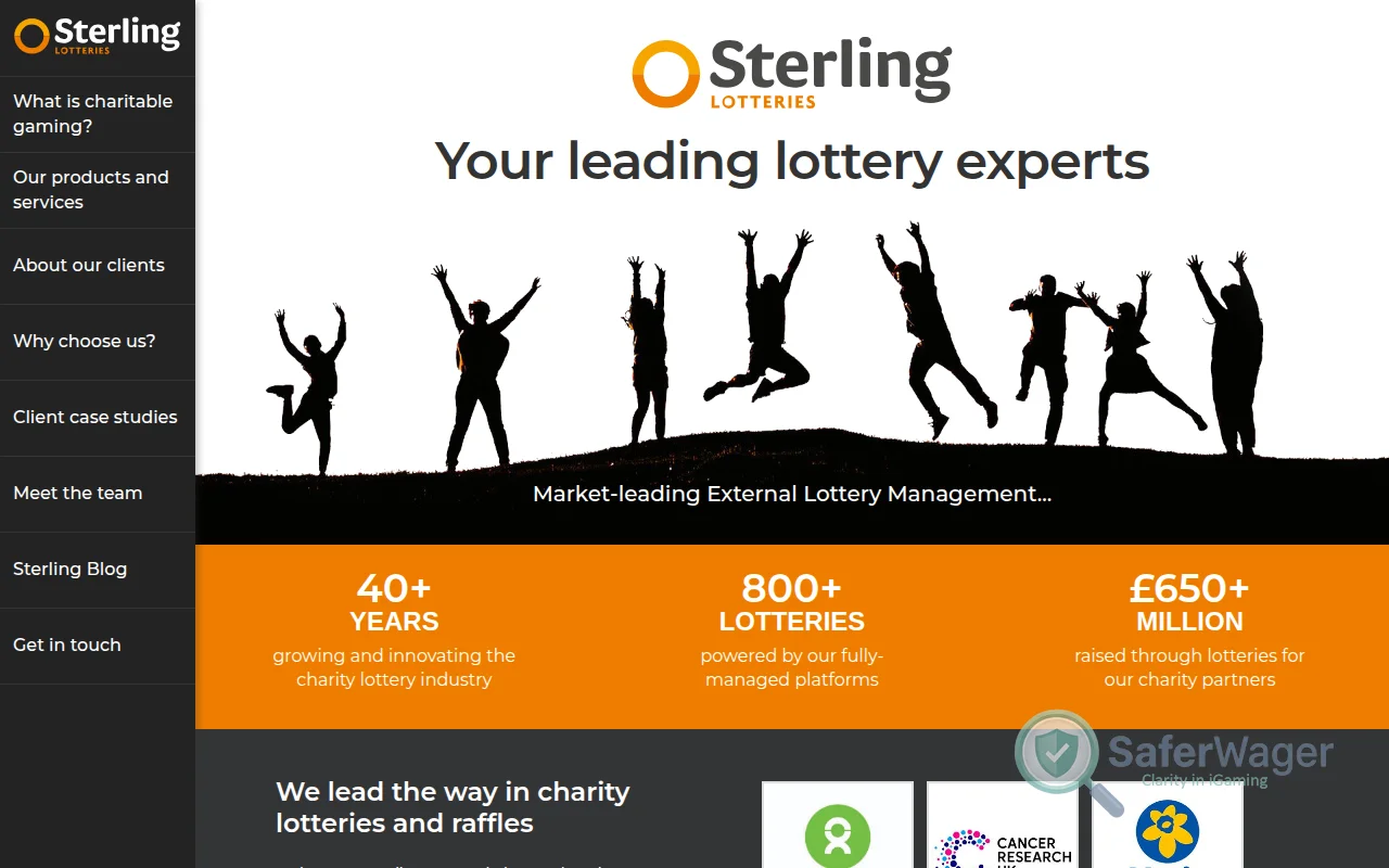 Screenshot of Sterling Lotteries website
