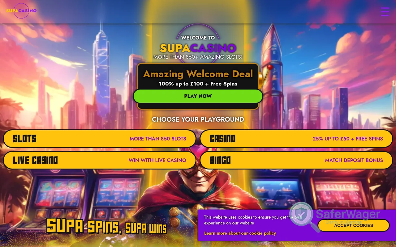 Screenshot of Supacasi website