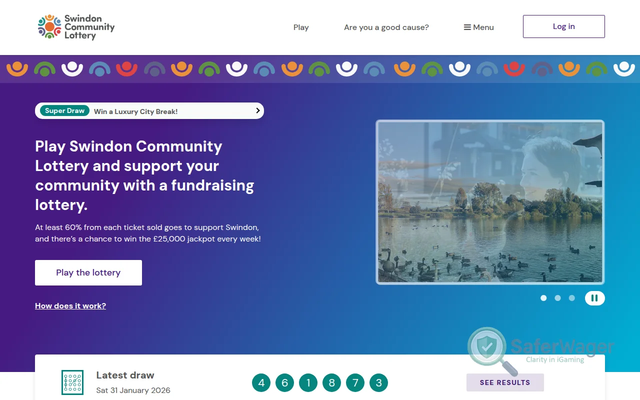 Screenshot of Swindon Lottery website