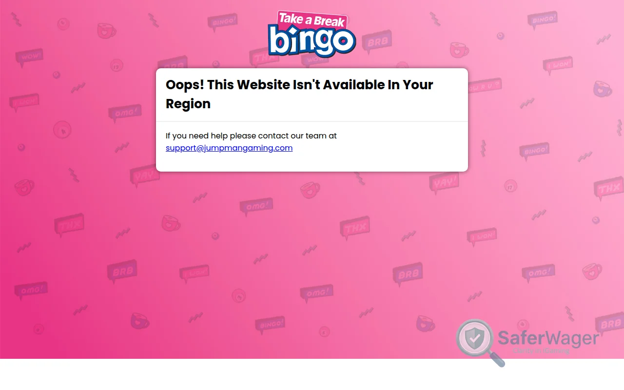 Screenshot of Take A Break Bingo website