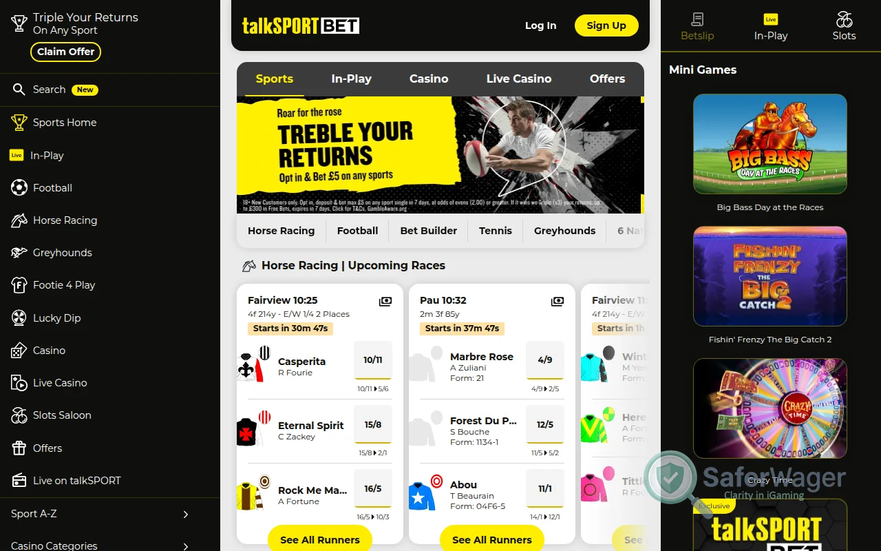 Screenshot of Talksport Bet website