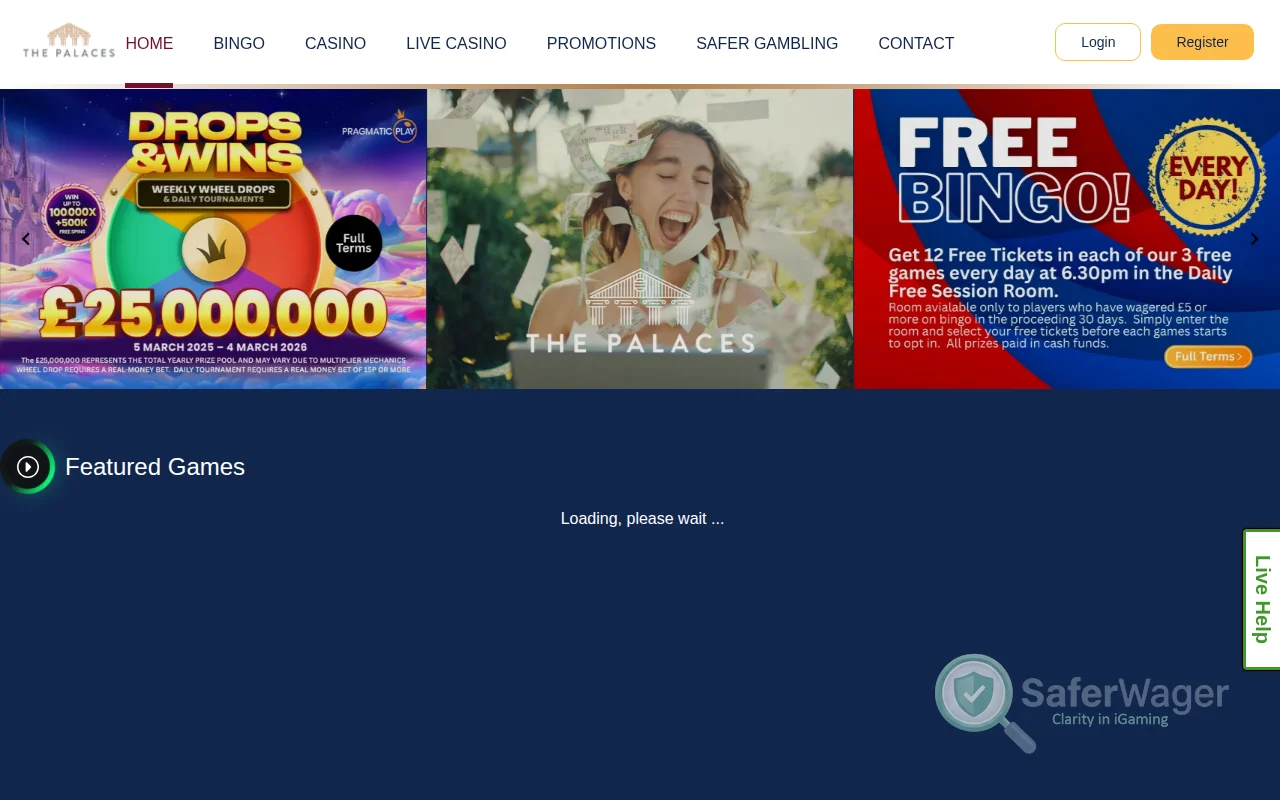 Screenshot of The Palaces website