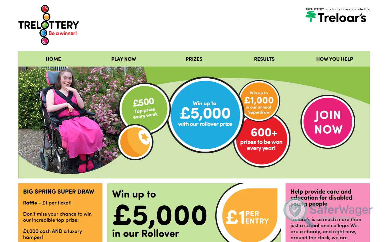 Screenshot of Trelottery website