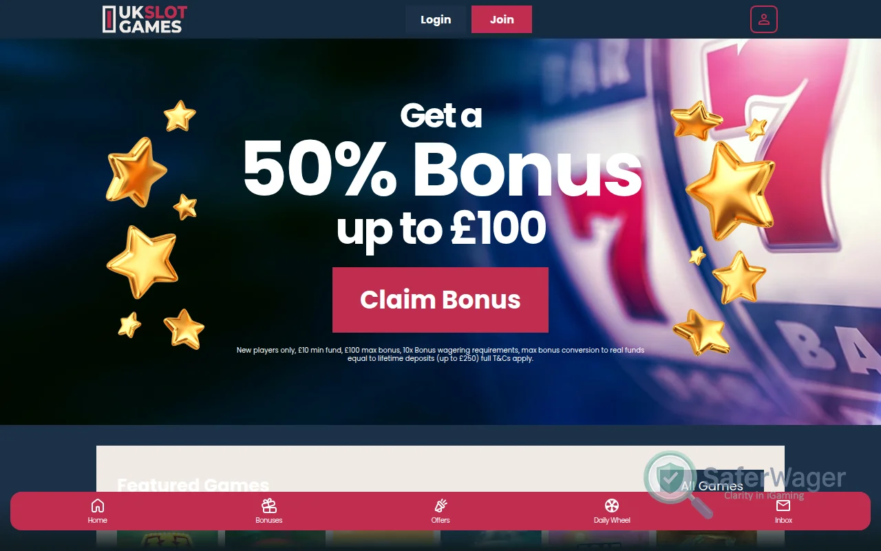 Screenshot of UK Slot Games website