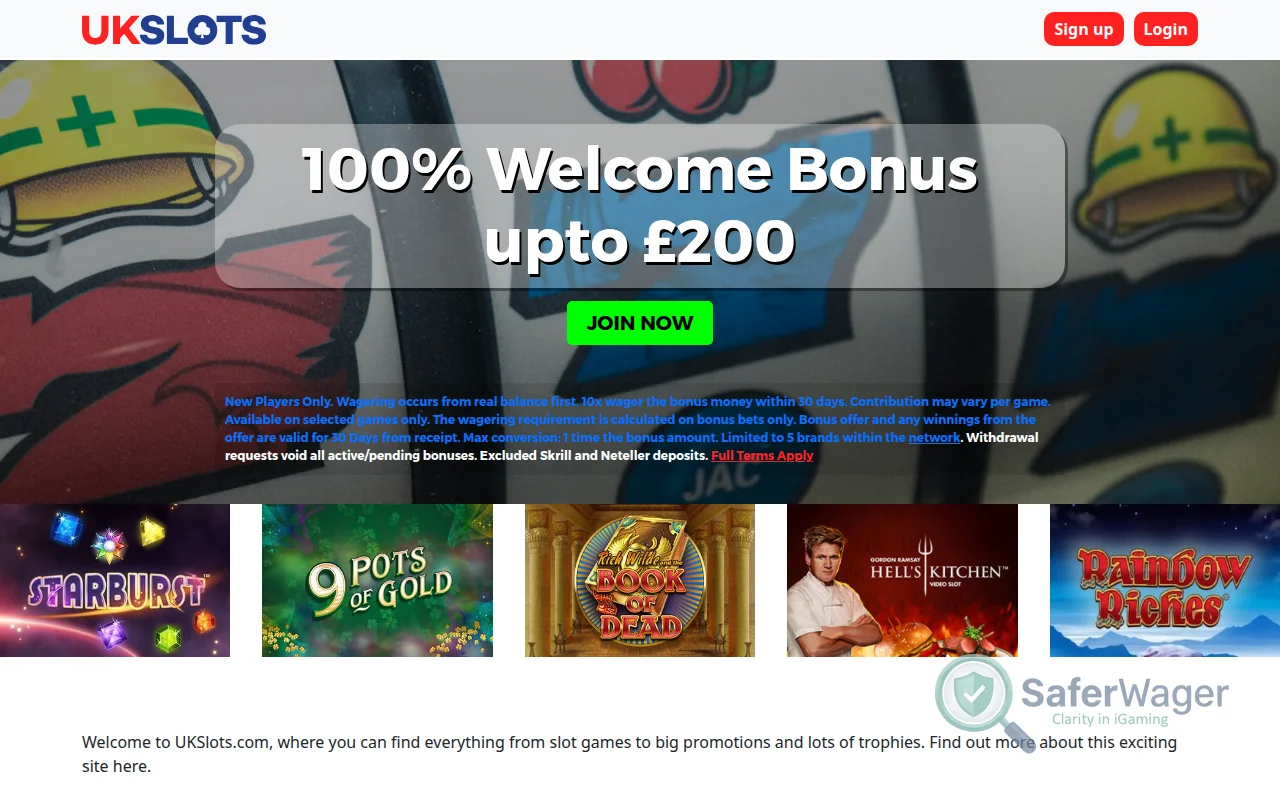 Screenshot of UK Slots website