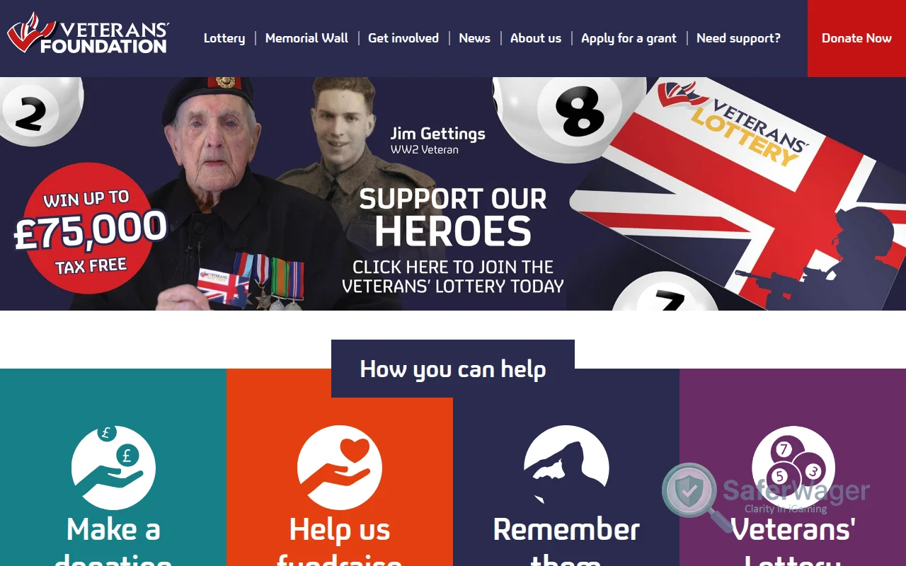 Screenshot of Veterans' Foundation website