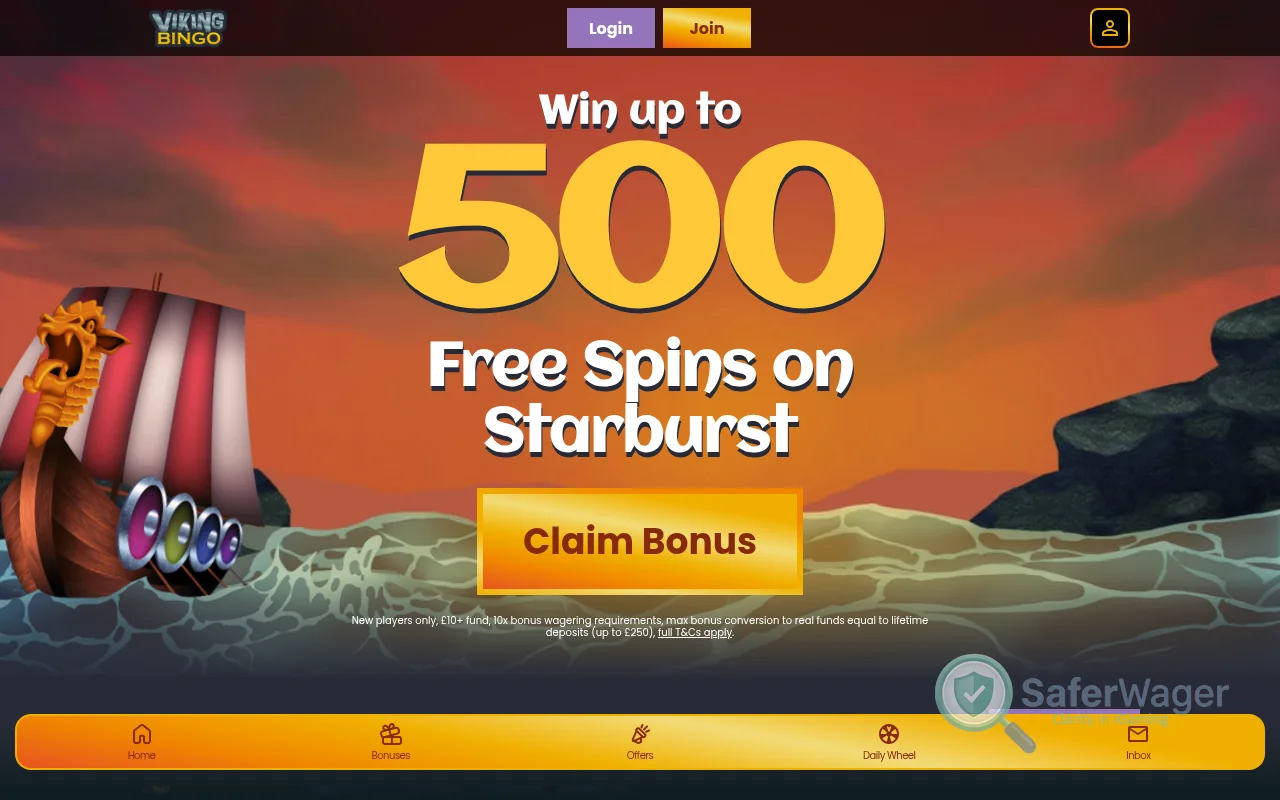 Screenshot of Viking Bingo website