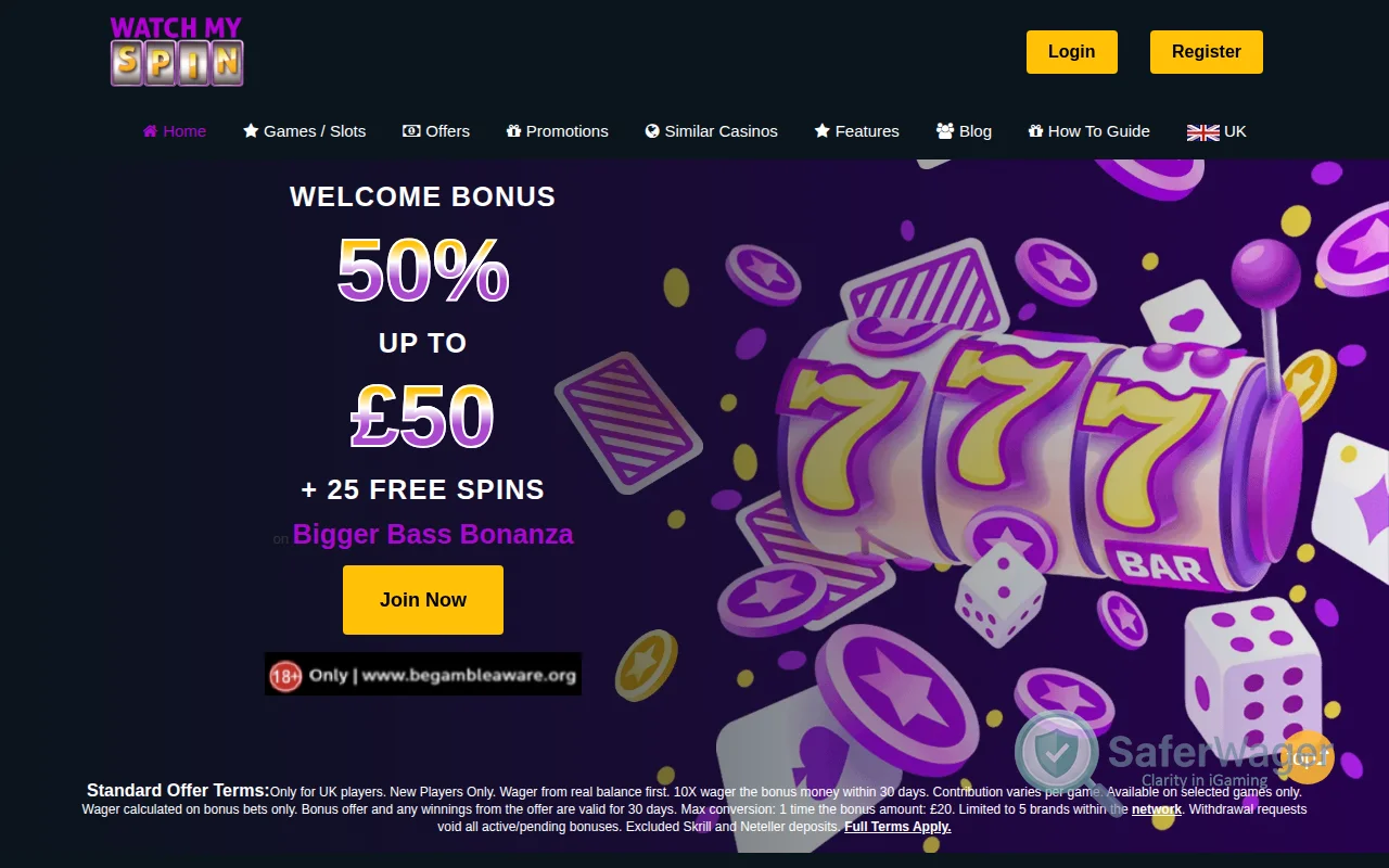 Screenshot of WatchMySpin website