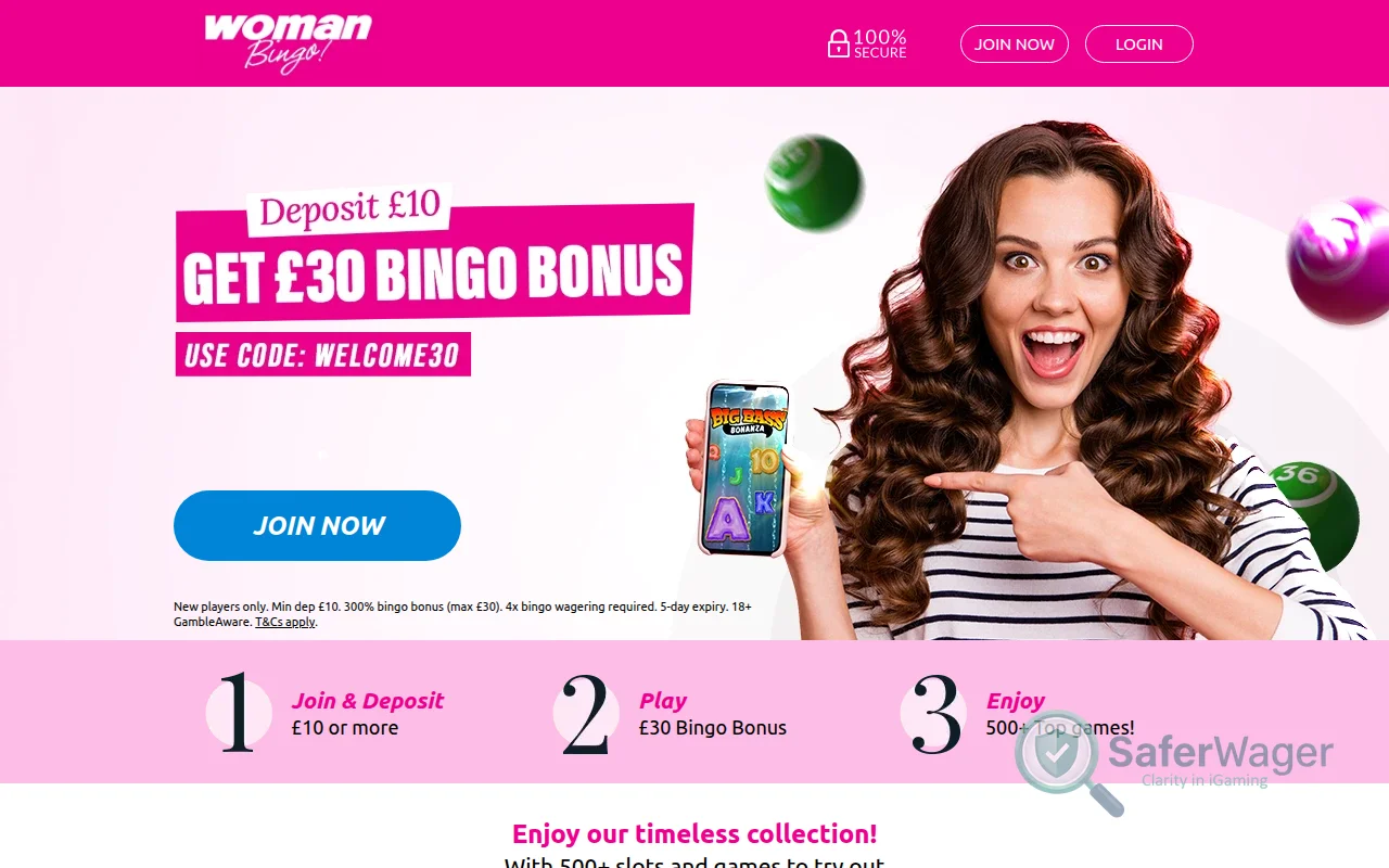 Screenshot of Woman Bingo website