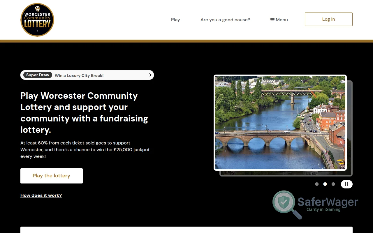 Screenshot of Worcester Lottery website