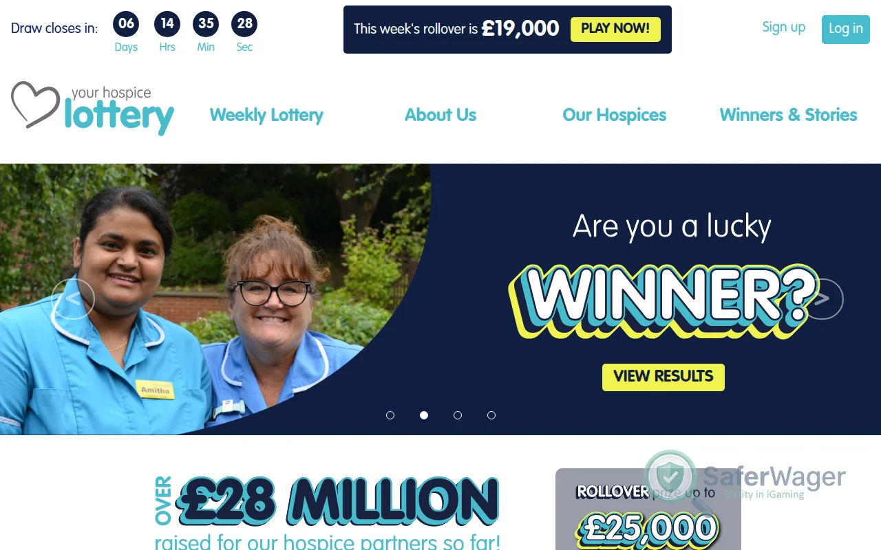 Screenshot of Your Hospice Lottery website