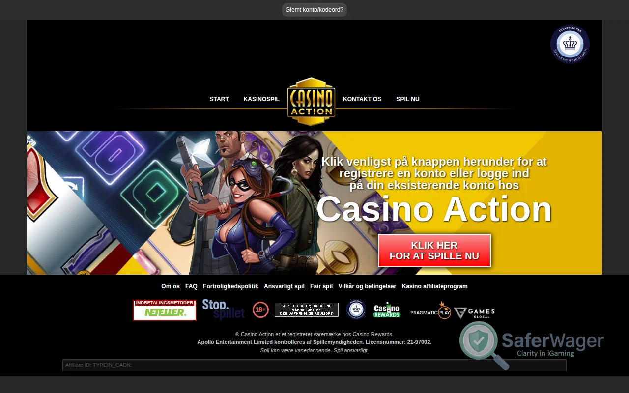 Screenshot of Zodiac Casino website